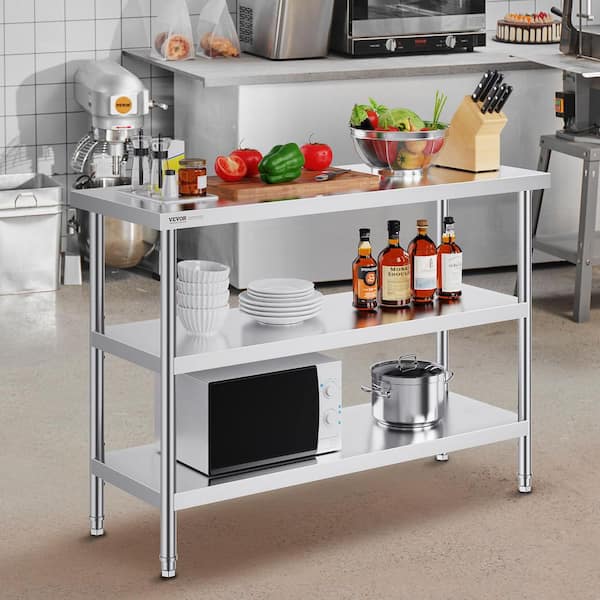 Stainless Steel Prep Table 48 x 18 x 33.7 in. BBQ Prep Table with Adjustable Undershelf Heavy Duty Kitchen Utility Table