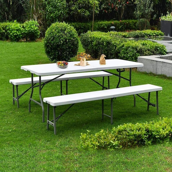 Unbranded 6 ft. Plastic Outdoor With Handle, Portable Outdoor Bench, Plastic Folding Bench For Picnic Camping Catering Party