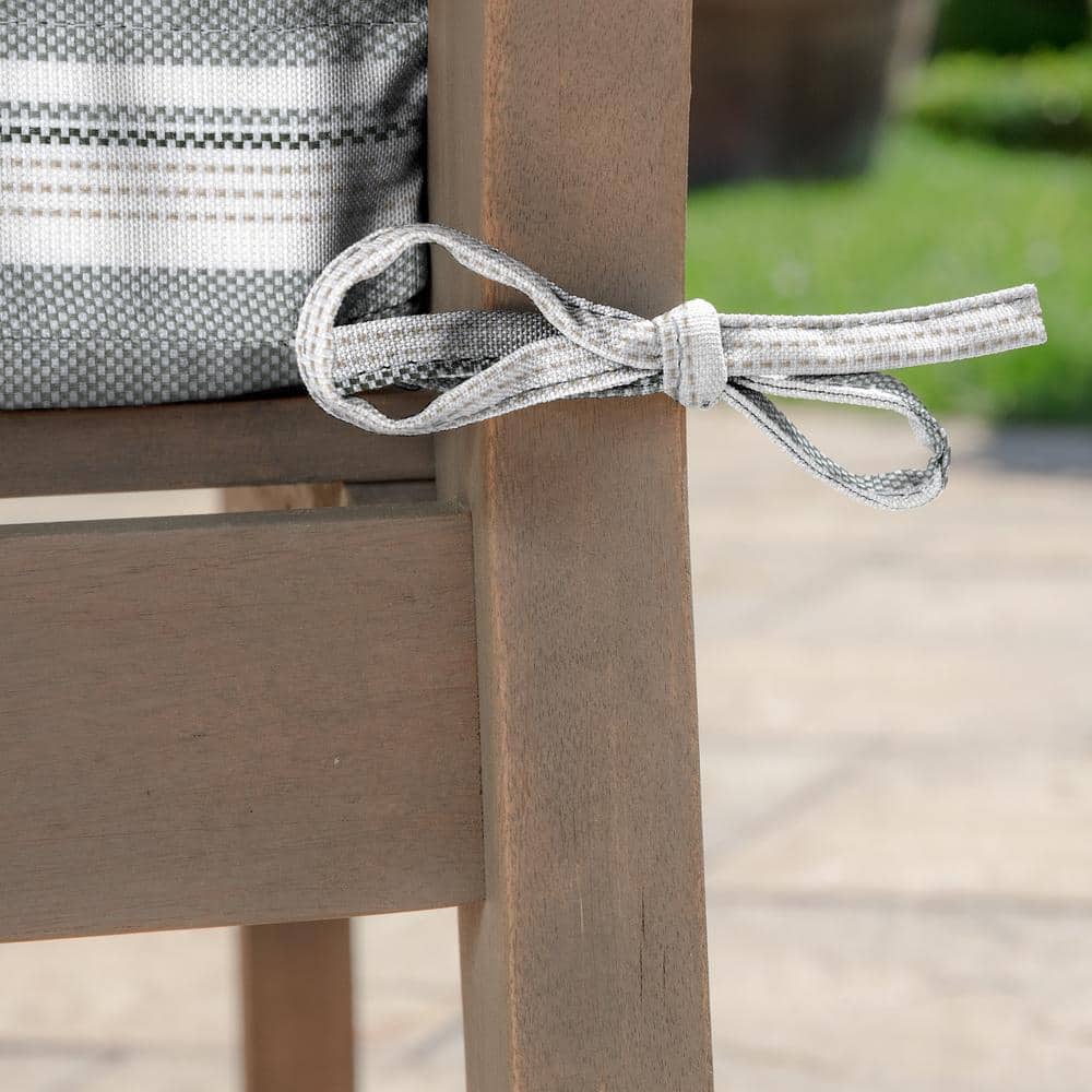 Gray Striped Nautical Outdoor Dining Chair Cushion Set