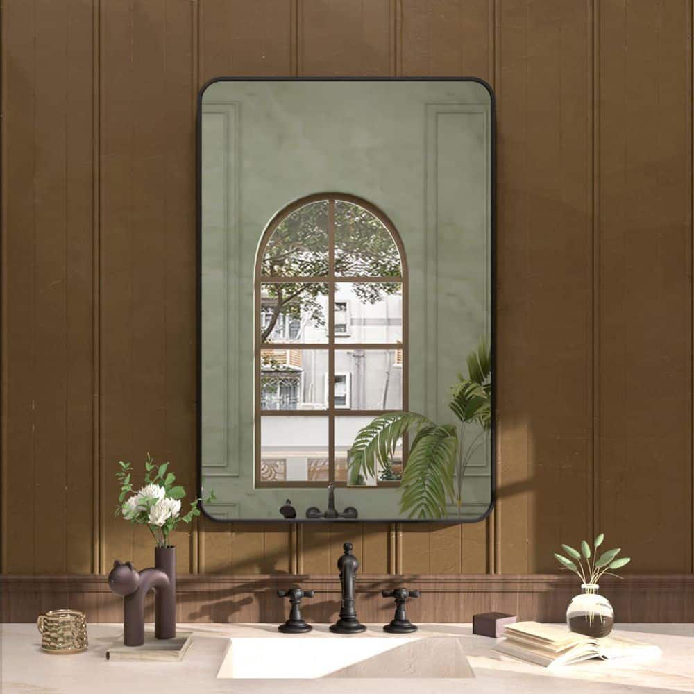 Cosy 24 in. W x 36 in. H Rectangular Framed Wall Bathroom Vanity Mirror in Matte Black price history on PriceWatchPro