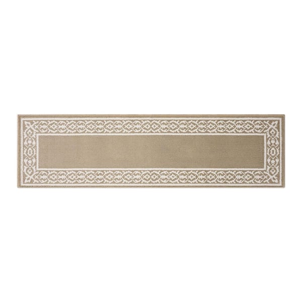 Laura Ashley Lorreta Two-tone Berber/Ivory 2 ft. × 8 ft. Tufted Border Polypropylene Area Rug