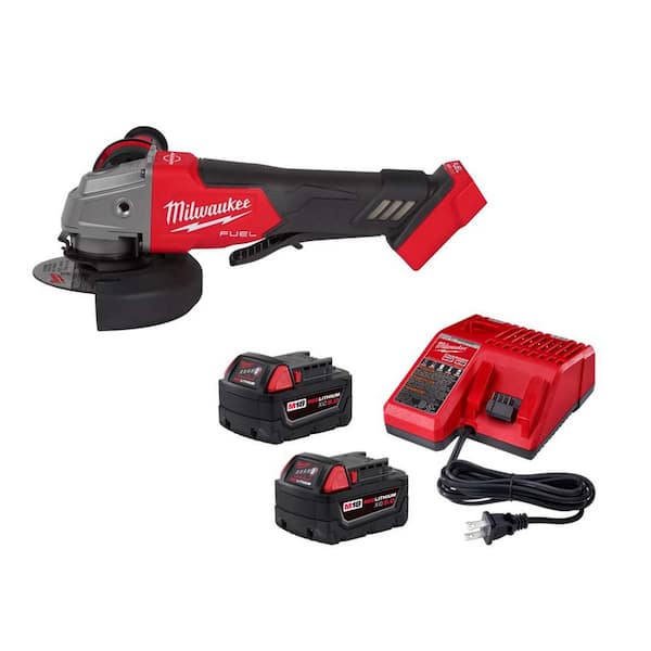 M18 FUEL 18-Volt Lithium-Ion Brushless Cordless 4-1/2 in./5 in. Grinder w/Paddle Switch w/(2) 5.0Ah Batteries & Charger
