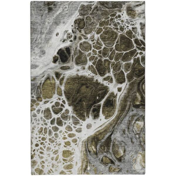 Dream Shag Premium Machine Washable Abstract ADS682 Chocolate 10 ft. x 14 ft. Area Rug