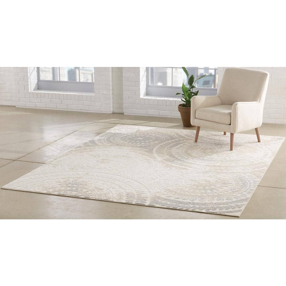 Spiral Medallion 7 ft. x 9 ft. Ivory Geometric Area Rug price history on PriceWatchPro