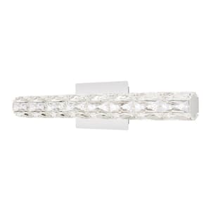 Keighley 24 in. Integrated LED Chrome Bathroom Vanity Light Fixture with Crystal Shade
