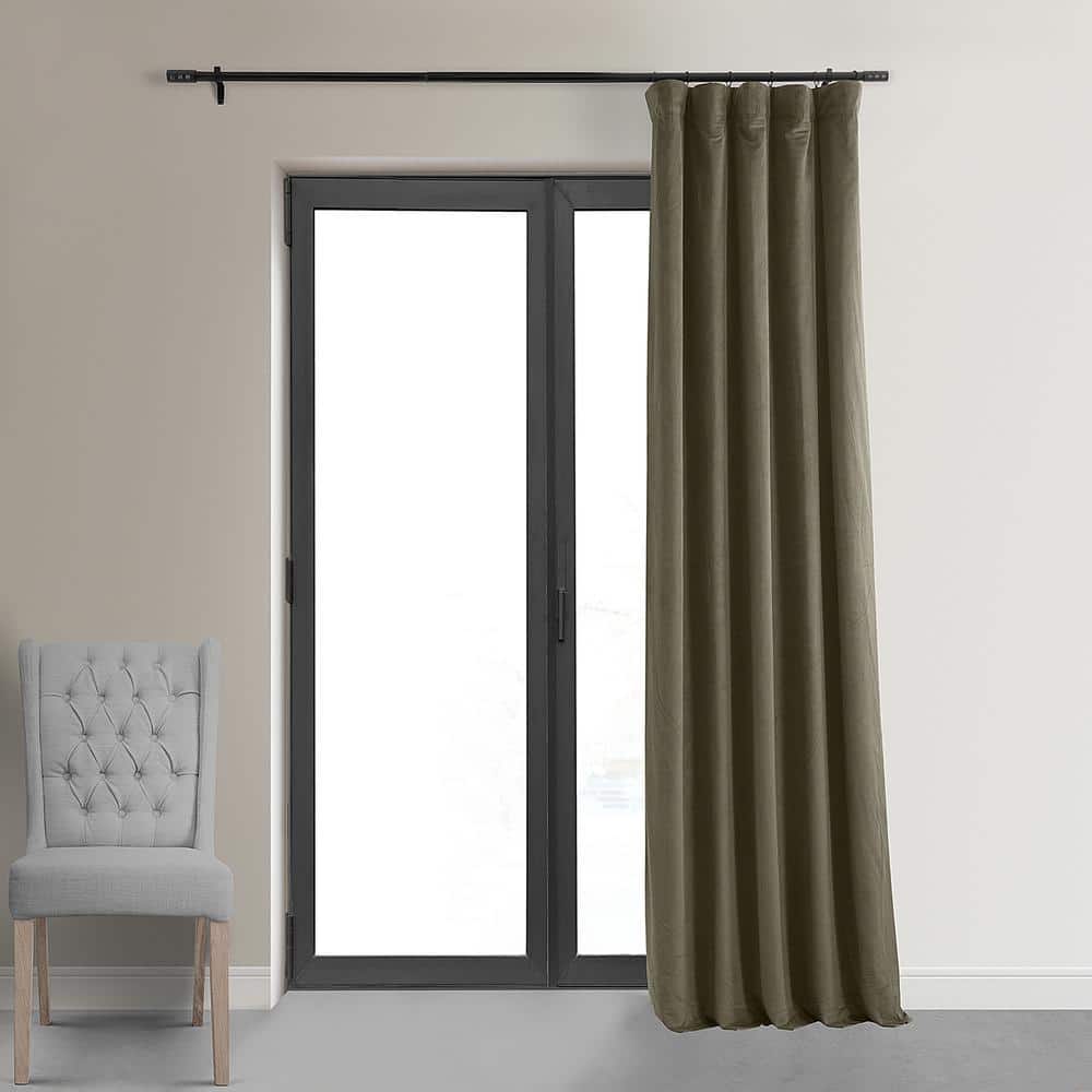 Denver Taupe 96" Blackout Velvet Curtain Panel
