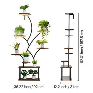 8-Tier Black Decorative Plant Stand with Timer/10-Brightness, Plant Holder, Flower Stand Display Rack