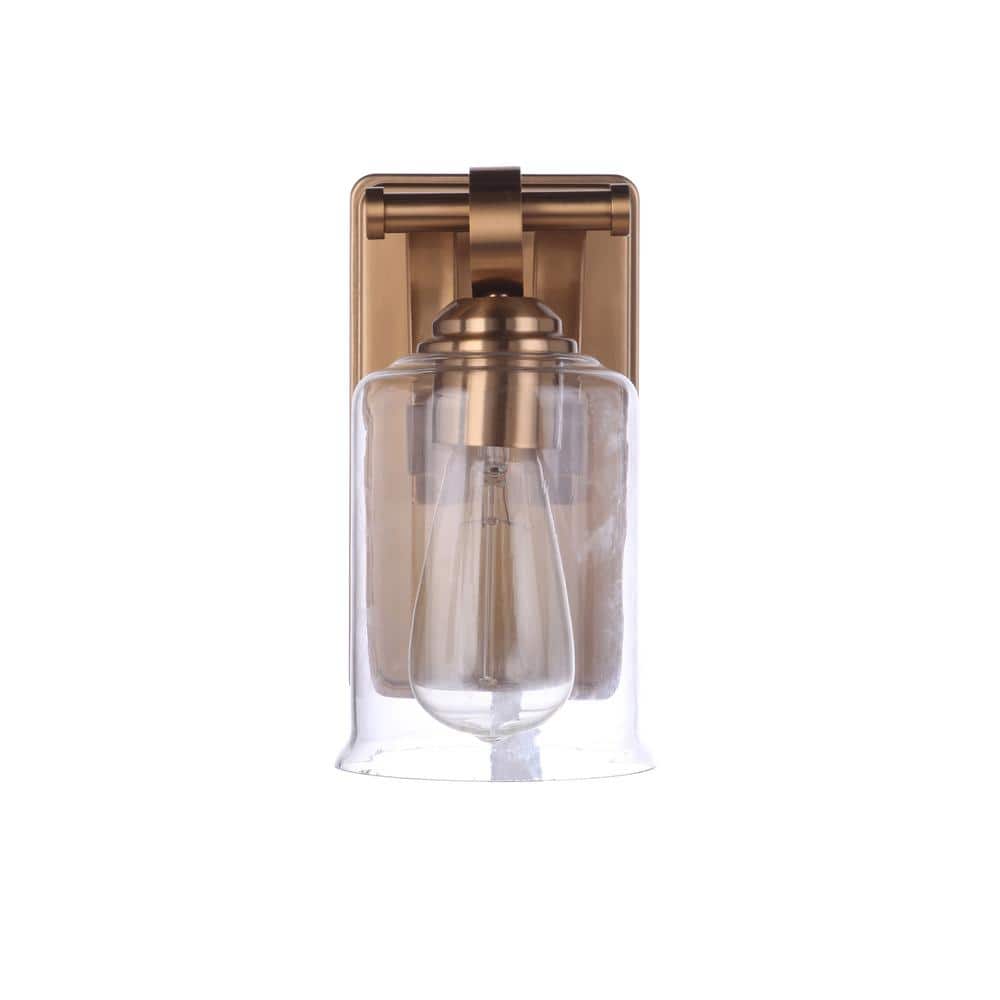 Elegant Romero Satin Brass Wall Sconce with Clear Glass Globe