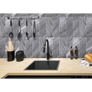 Gray 4 in. x 12 in. Polished Marble Subway Floor and Wall Tile (5 sq. ft./Case)