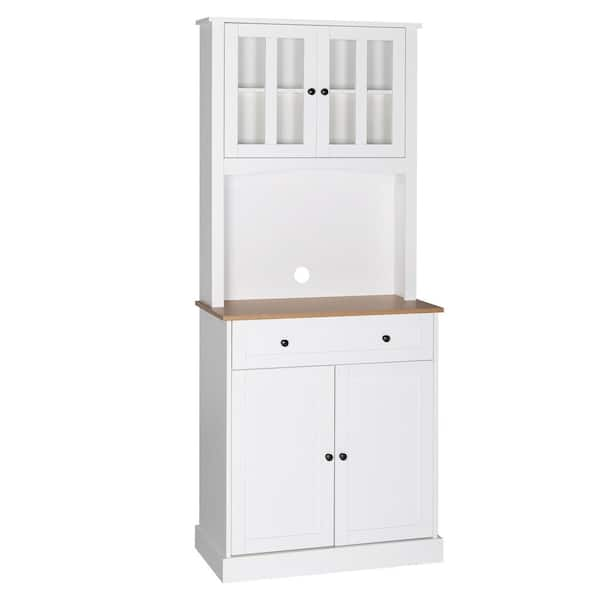 VEIKOUS 72 in. H White Kitchen Pantry Hutch Cabinet Storage with Buffet ...