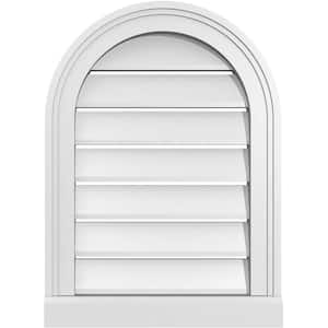 16 in. x 22 in. Round Top White PVC Paintable Gable Louver Vent Functional