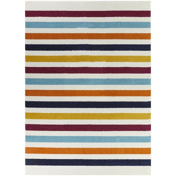 BALTA Stripes White 5 ft. 3 in. x 7 ft. Striped Area Rug