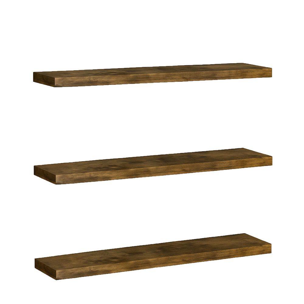 36 in. W x 7.8 in. D x 1.2 in. H Dark Brown Floating Shelves Set of 3 Wall Mounted Kitchen Cabinet Storage price history on PriceWatchPro