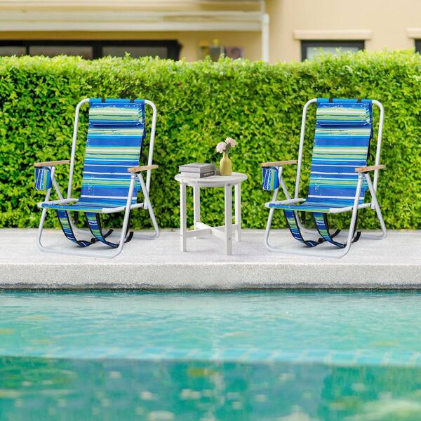 Sunocity Blue Metal Lawn Chair with Frame 600D Oxford Fabric and