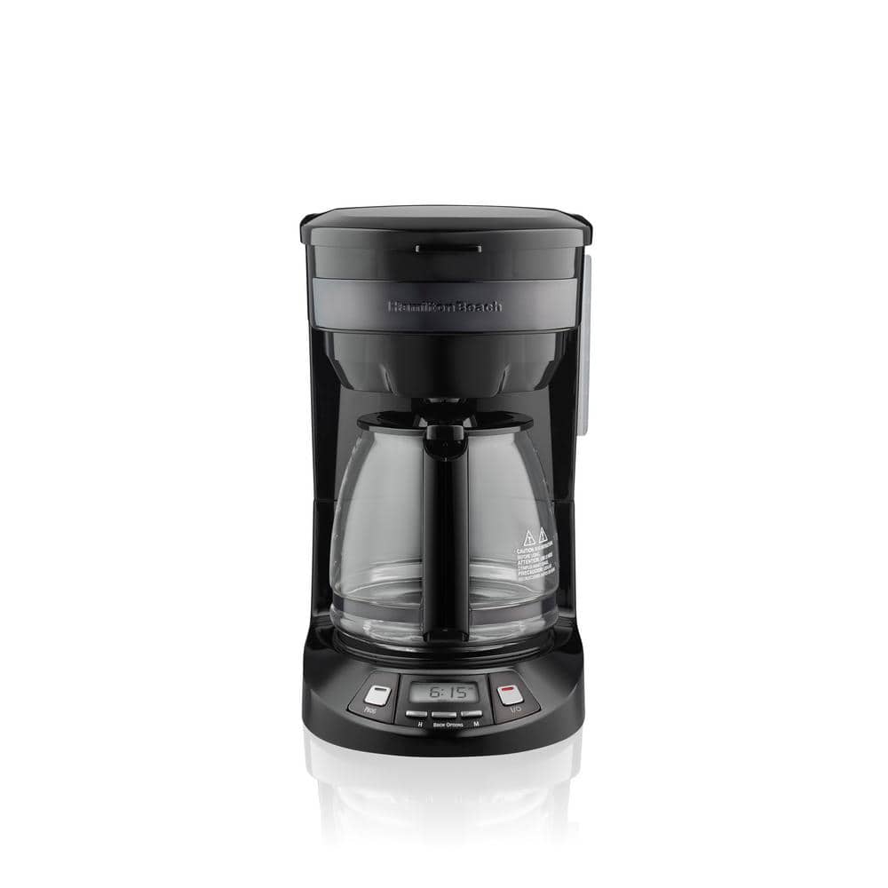 12-Cup Black Stainless Steel Programmable Drip Coffee Maker