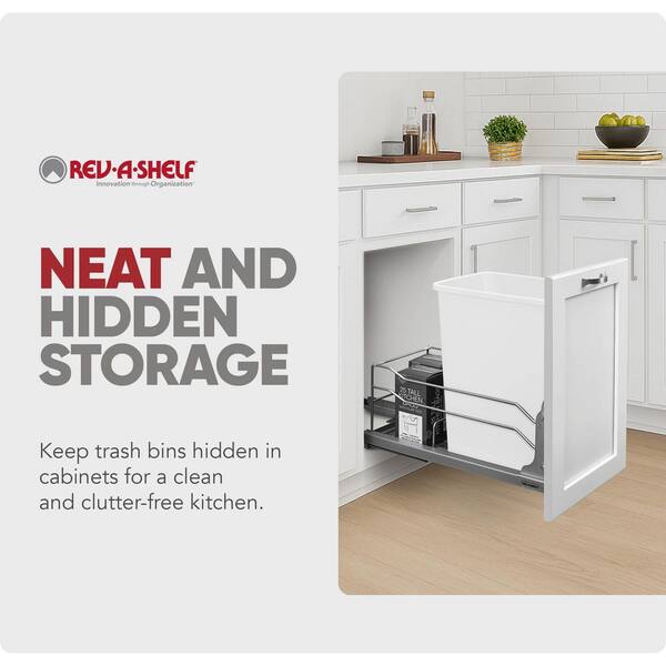 35QT Pull-Out Waste Container – Soft Close Under Cabinet Kitchen Trash Can – 66lb Capacity
