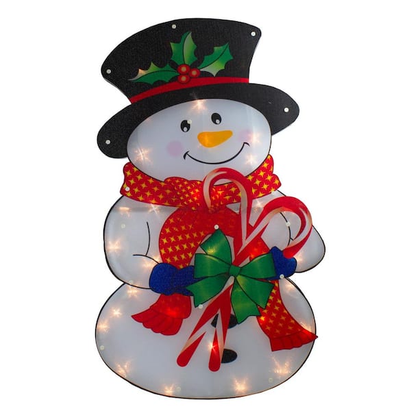 8"H 5 Piece Lighted Snowman Driveway Markers Illuminated by 10 lights