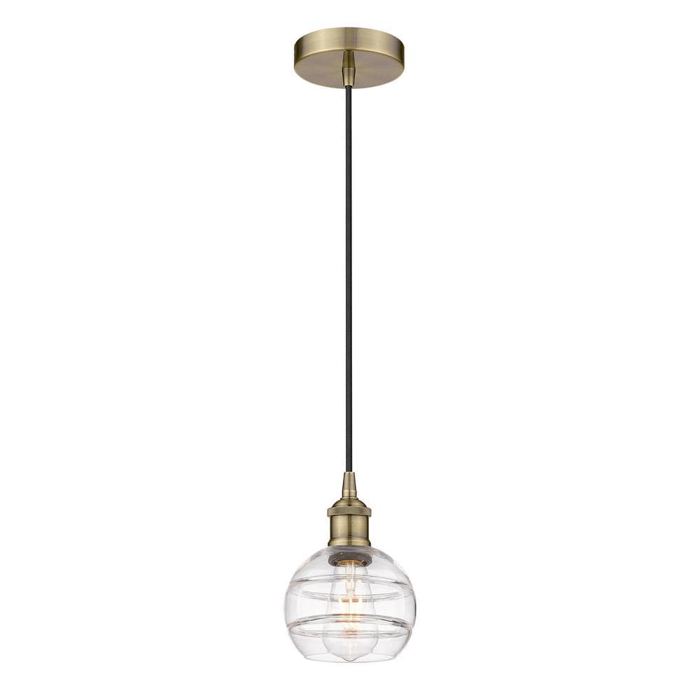 Rochester 100-Watt 1-Light Antique Brass Standard Mini Pendant Light with Clear Glass Shade, No Bulbs Included price history on PriceWatchPro