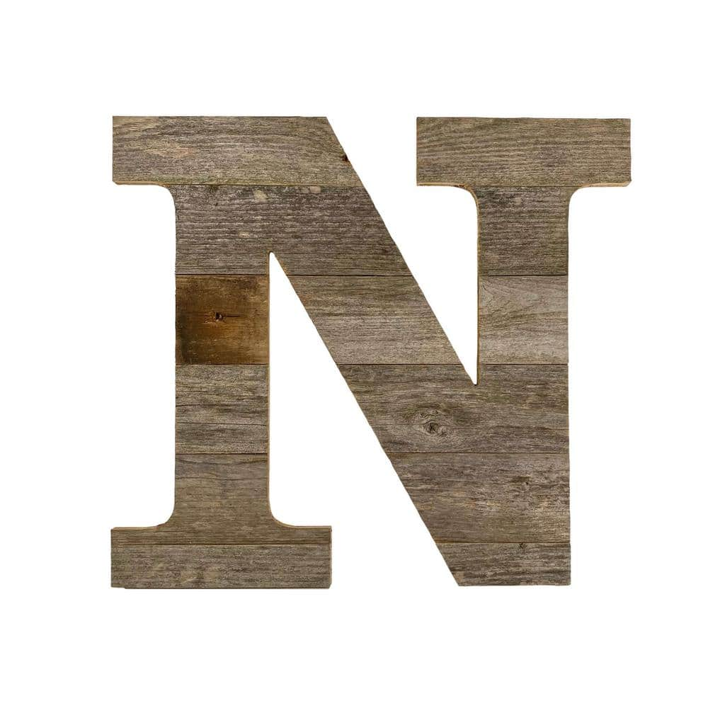 BarnwoodUSA Rustic Large 16 in. Free Standing Natural Weathered Gray Monogram  Wood Letter-N Decorative Letter_Gray_N - The Home Depot