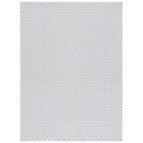 Martha Stewart Blue/Cream 7 ft. x 9 ft. Border Chevron Indoor/Outdoor Area Rug