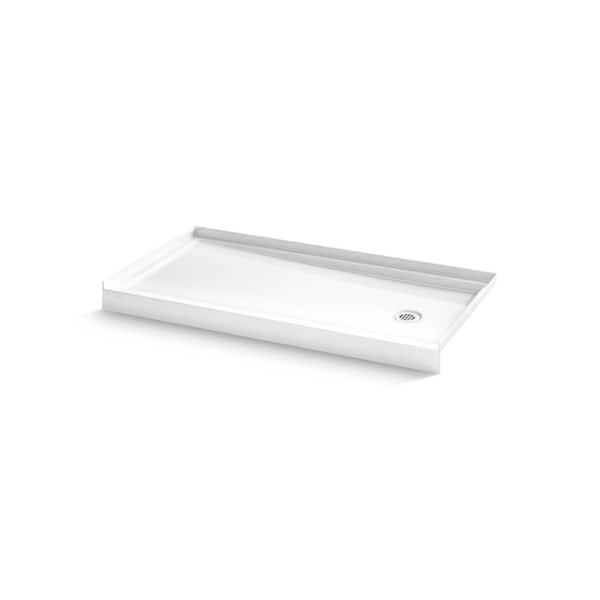 Paces 60 in. L x 32 in. W Shower Alcove Shower Pan Base with Right Hand Drain in White