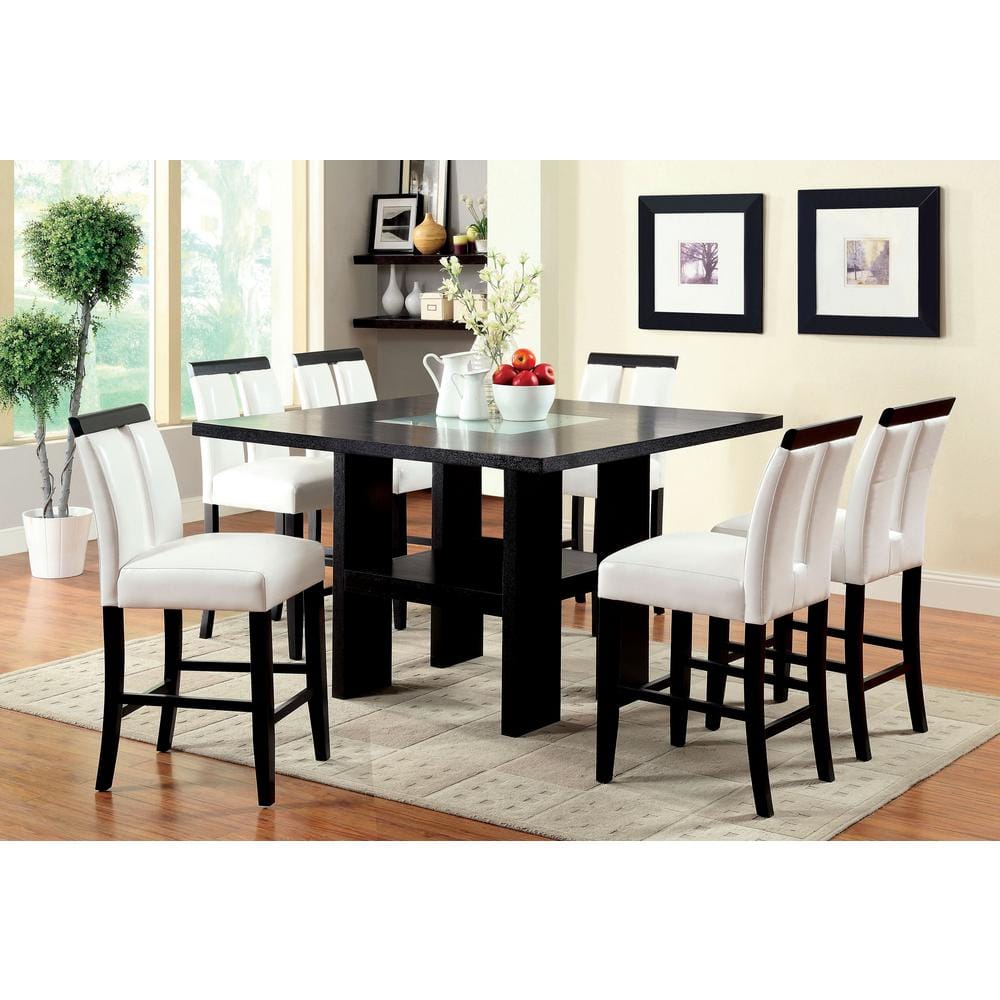 Luminar II White and Black Faux Leather Counter Height Chair Set