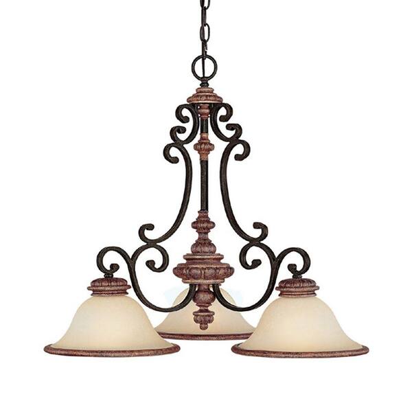 Filament Design 3-Light Iron and Umber Chandelier with Mist Scavo Glass-DISCONTINUED
