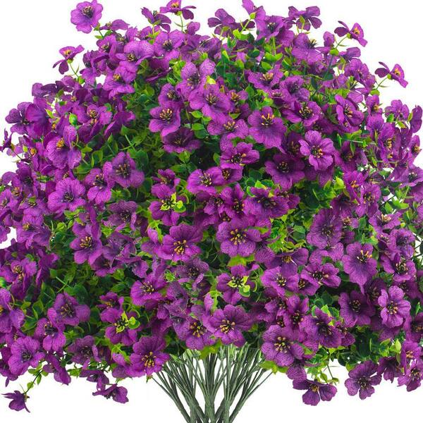13.8 in. Purple Outdoor Artificial Flower UV Resistant 16-Bundles