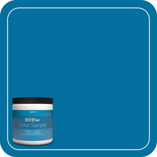 BEHR PREMIUM PLUS 8 oz. #550B-7 Blue Ocean Satin Enamel Interior/Exterior Paint & Primer Color Sample