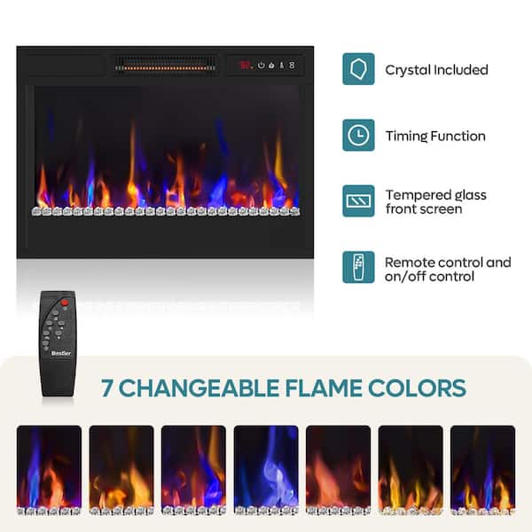 70.8 in. Black TV Stand with Fireplace Fits TVs up to 75 in. LED Entertainment Center