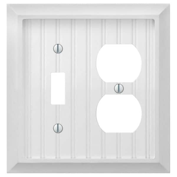 AMERELLE Cottage 2 Gang 1-Toggle and 1-Duplex Composite Wall Plate - White