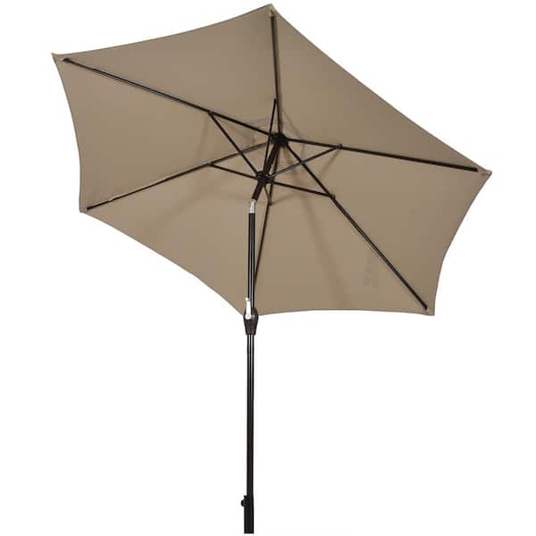 ANGELES HOME 10 ft. Outdoor Patio  Market Patio Umbrella in Tan with Tilt Adjustment and Crank