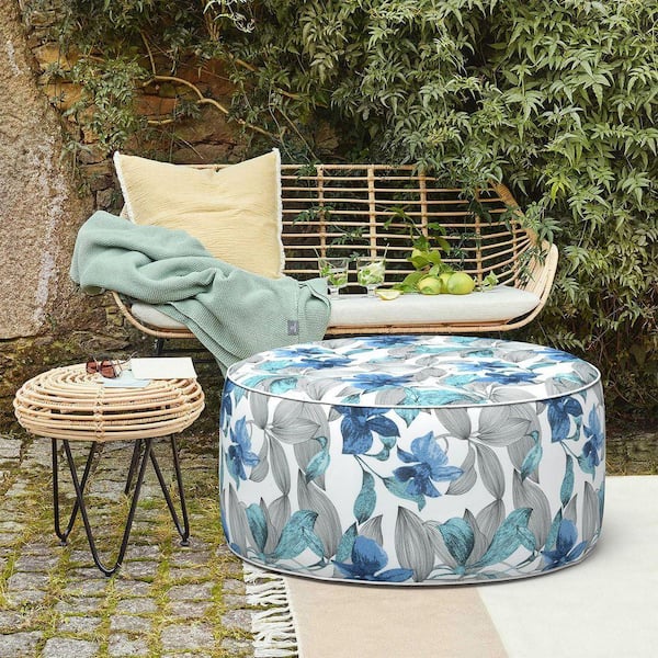 Outdoor Indoor Clemens Noir Blue Polyester Upholstery Round