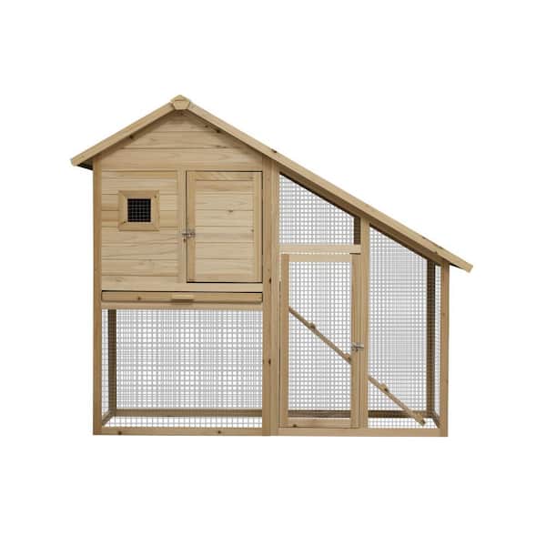Miscool Anky 2-Tier Wooden Rabbit Hutch Bunny Cage Small Animal House with Ramp, Waterproof Roof, Removable Tray and Outdoor Run