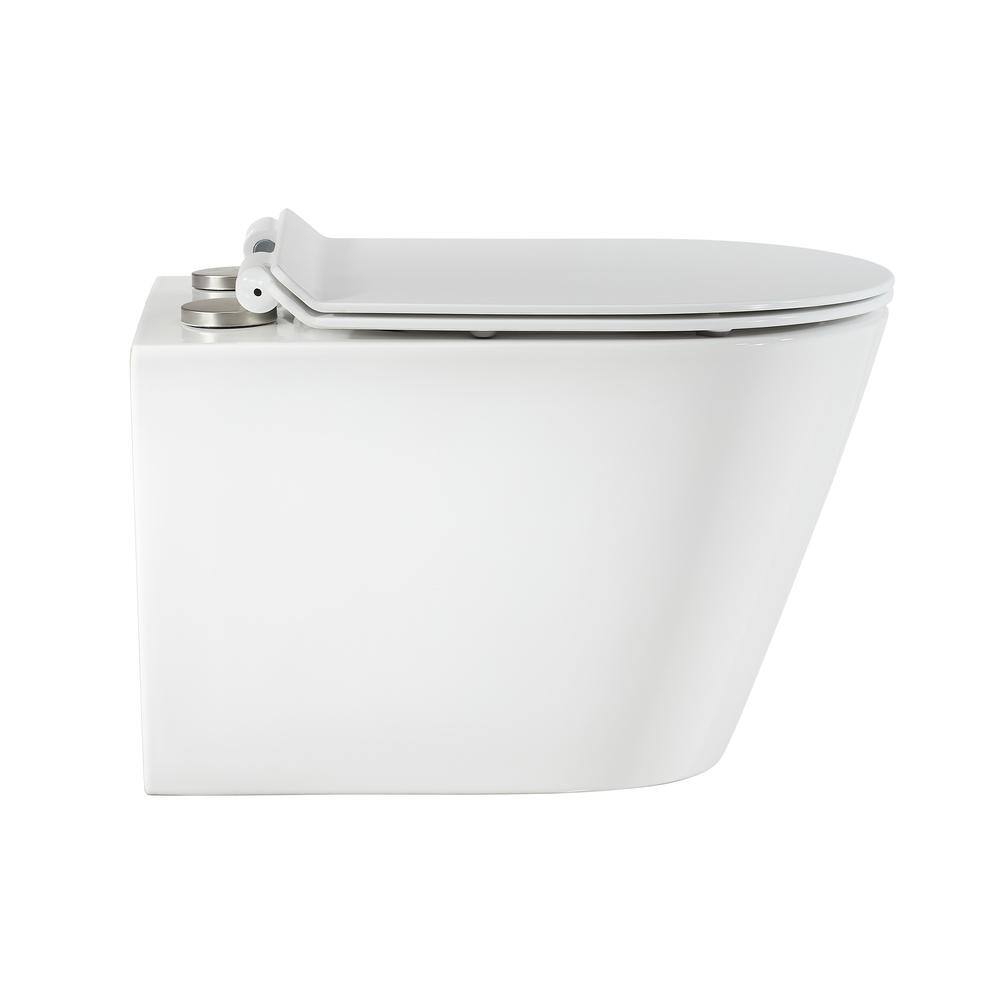 Glossy White Ceramic Wall-Hung Round Dual Flush Toilet