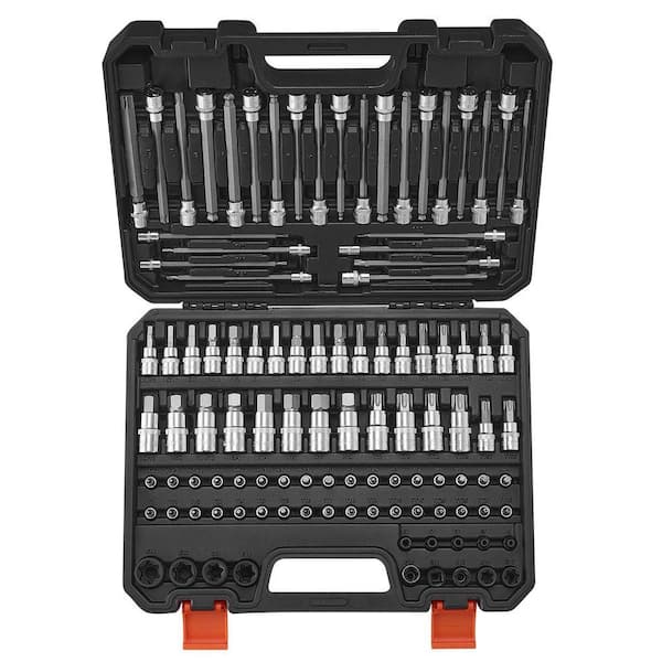 Bit Socket Set, 107-Piece SAE and Metric, Hex/Torx/External Torx/Tamper-Proof/Extra Long, S2 Alloy Steel and Cr-V Steel
