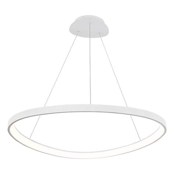 C Cattleya 48-Watt 1-Light White Aluminum Dimmable Integrated LED Pendant Light