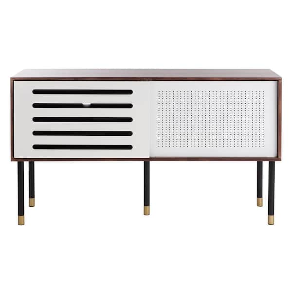 SAFAVIEH Shiloh 53.1 in. White/Brown Media Console