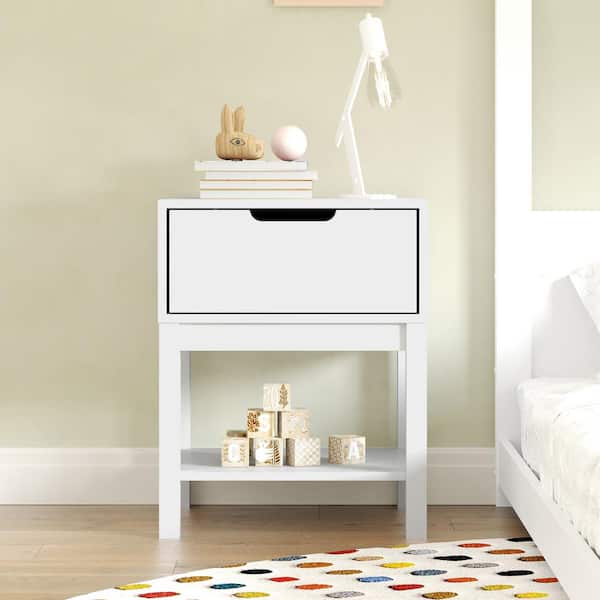 Carnegy Avenue Dallas White 1 Drawers 18.75 in. W Nightstand Bedroom Side Table
