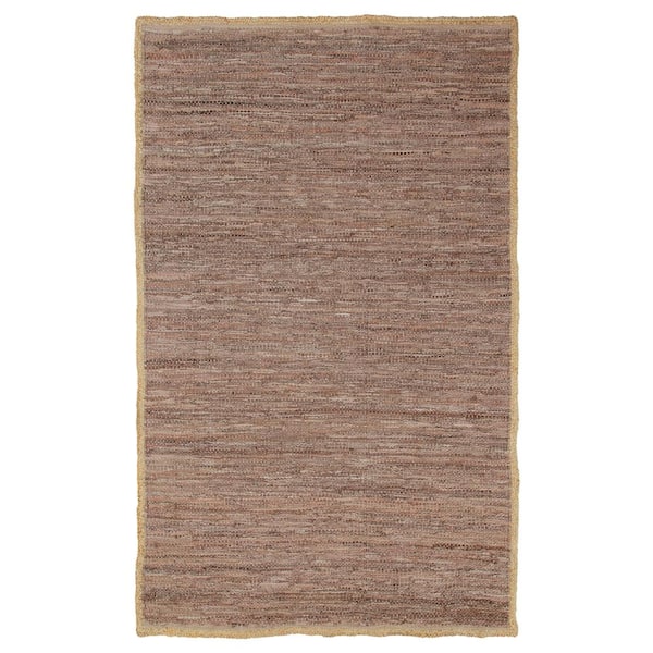 SUPERIOR Kerani Dusty Grey 5 ft. x 8 ft. Hand-Woven Leather/Cotton/Jute Indoor Area Rug