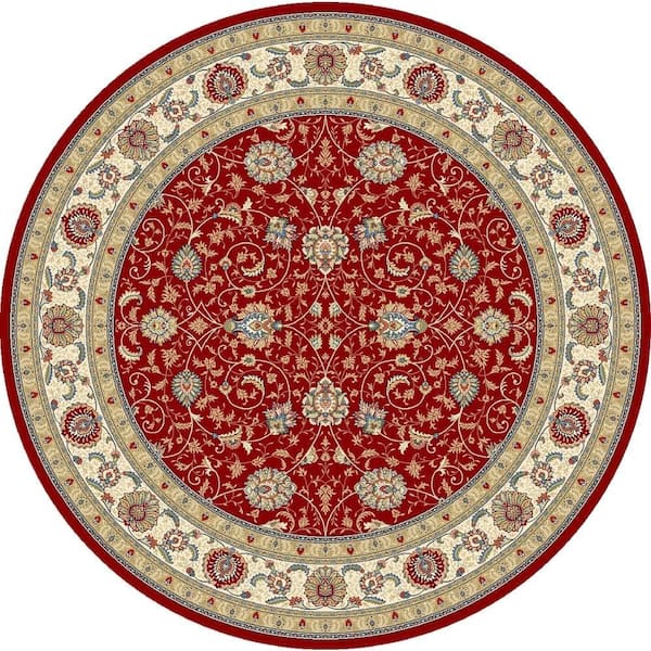 Home Decorators Collection Vaughan Red/Ivory 5 ft. x 5 ft. Round Indoor Area Rug