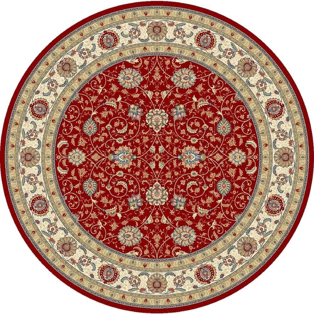 Home Decorators Collection Vaughan Red/Ivory 8 ft. x 8 ft. Round Indoor ...