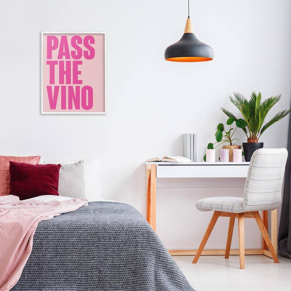 Pass The Vino Pastel by House of Lulu White Framed Typography Giclee Art Print 30 in. x 24 in. price history on PriceWatchPro