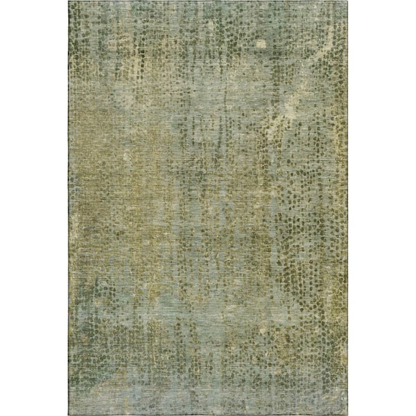 Mayfield Premium Machine Washable Abstract AMF2088 Green 8 ft. x 10 ft. Area Rug