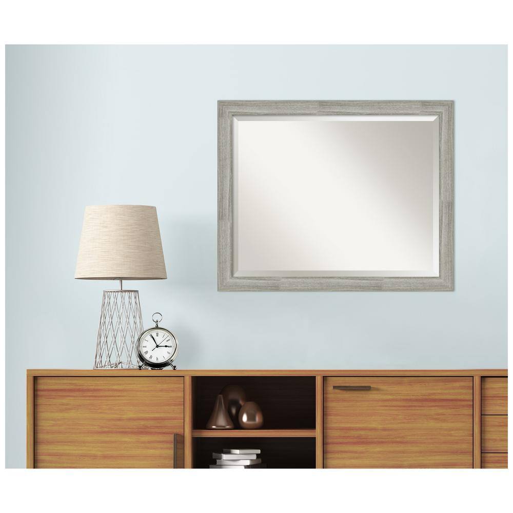 Dove Graywash Rectangular Wood Bathroom Vanity Mirror