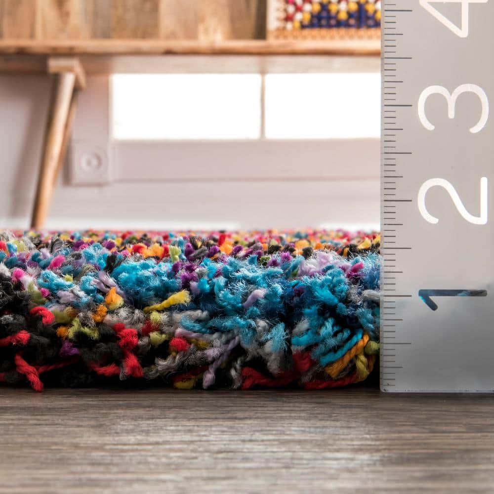 Multicolor Synthetic Shaggy Rectangular 4' x 6' Area Rug