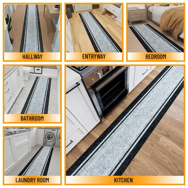 Mud Mat 3 ft. x 3 ft. Indoor, Machine Washable, Soft Non-Slip, Kitchen, Bathroom 2 ft. 7 in. x 3 ft. Entryway Mat, Gray