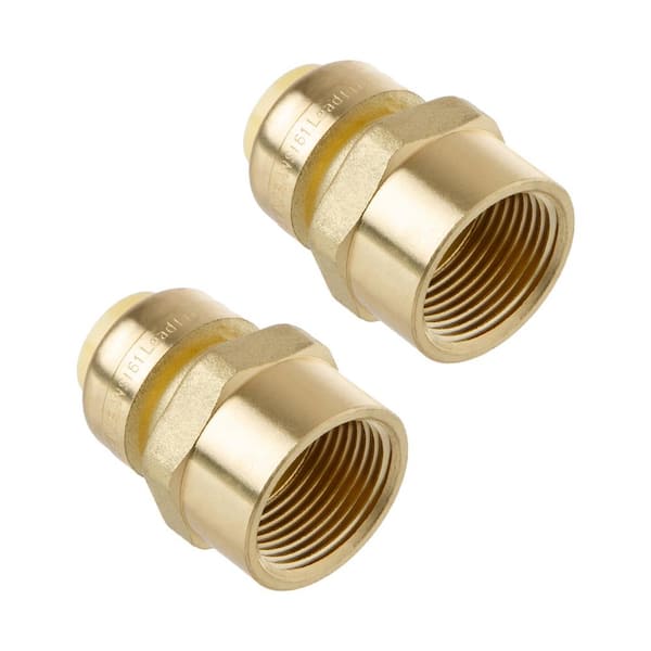 LittleWell 1/2 in. x 3/4 in. Brass Push-Fit Female Pipe Thread Fitting (2-Pack)