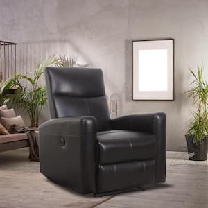 Everglade 32 in. W Genuine Leather Upholstered Power Massage Recliner with USB Port in Brown