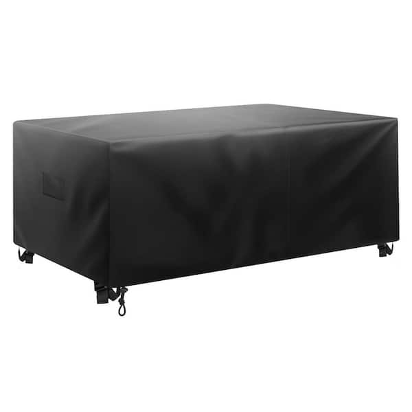Black Patio Furniture Cover, 420D Heavy Duty Waterproof Outdoor Patio Table Covers w/ Air Vent, 130 L x 84 W x 28 H in.